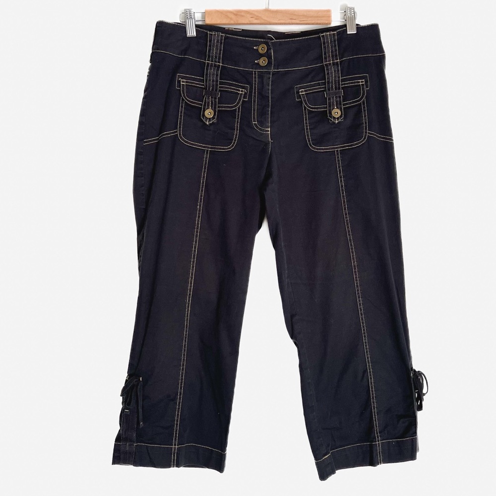 Vintage Y2K 2000s Black Cotton Capri Pants